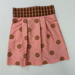 Lew Greene Private Collection Silk Pink and Brown Patterned Women's Skirt